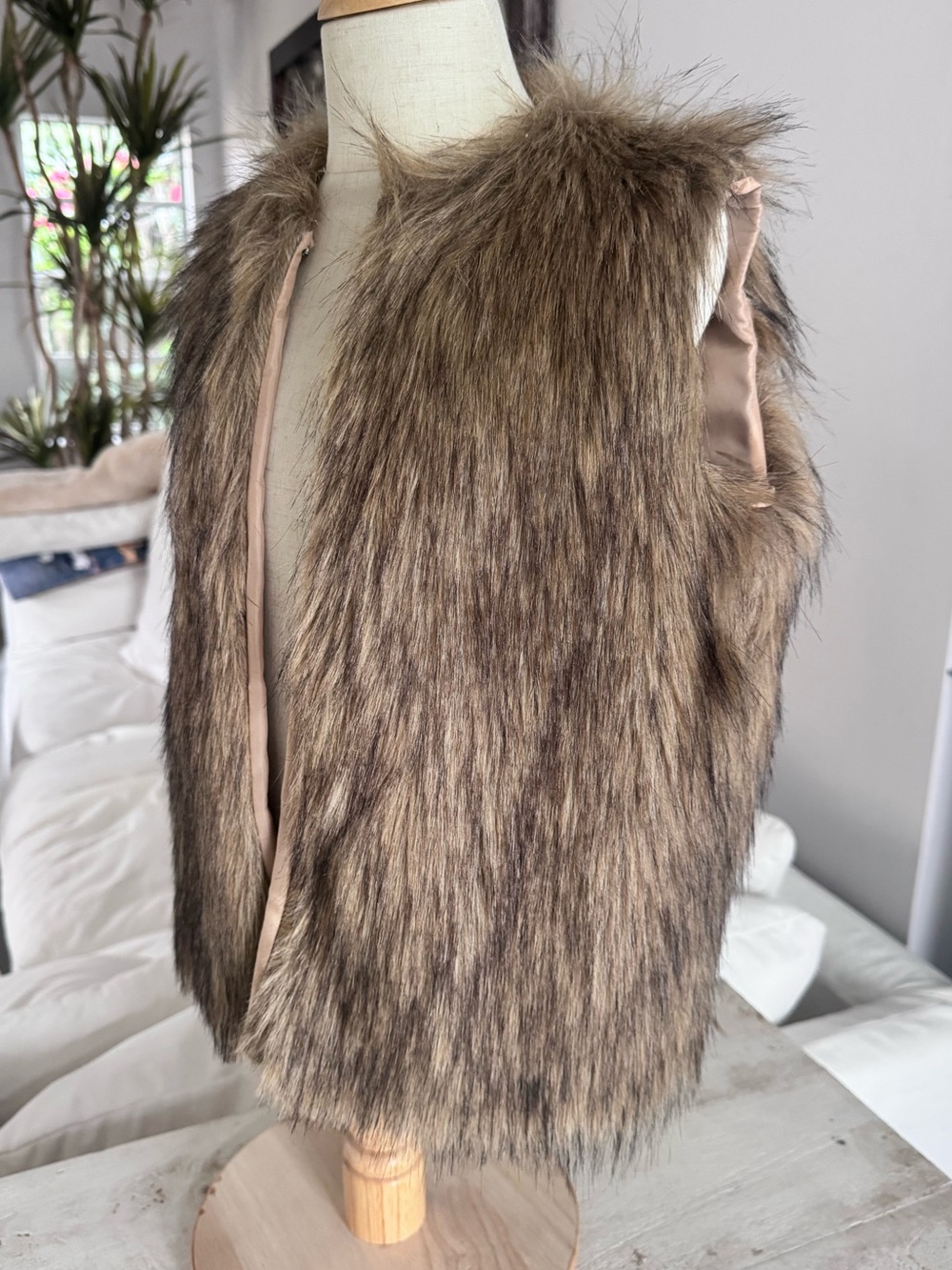 Faux Fur Brown Vest - Cozy Layering Vest Girls size 12-14